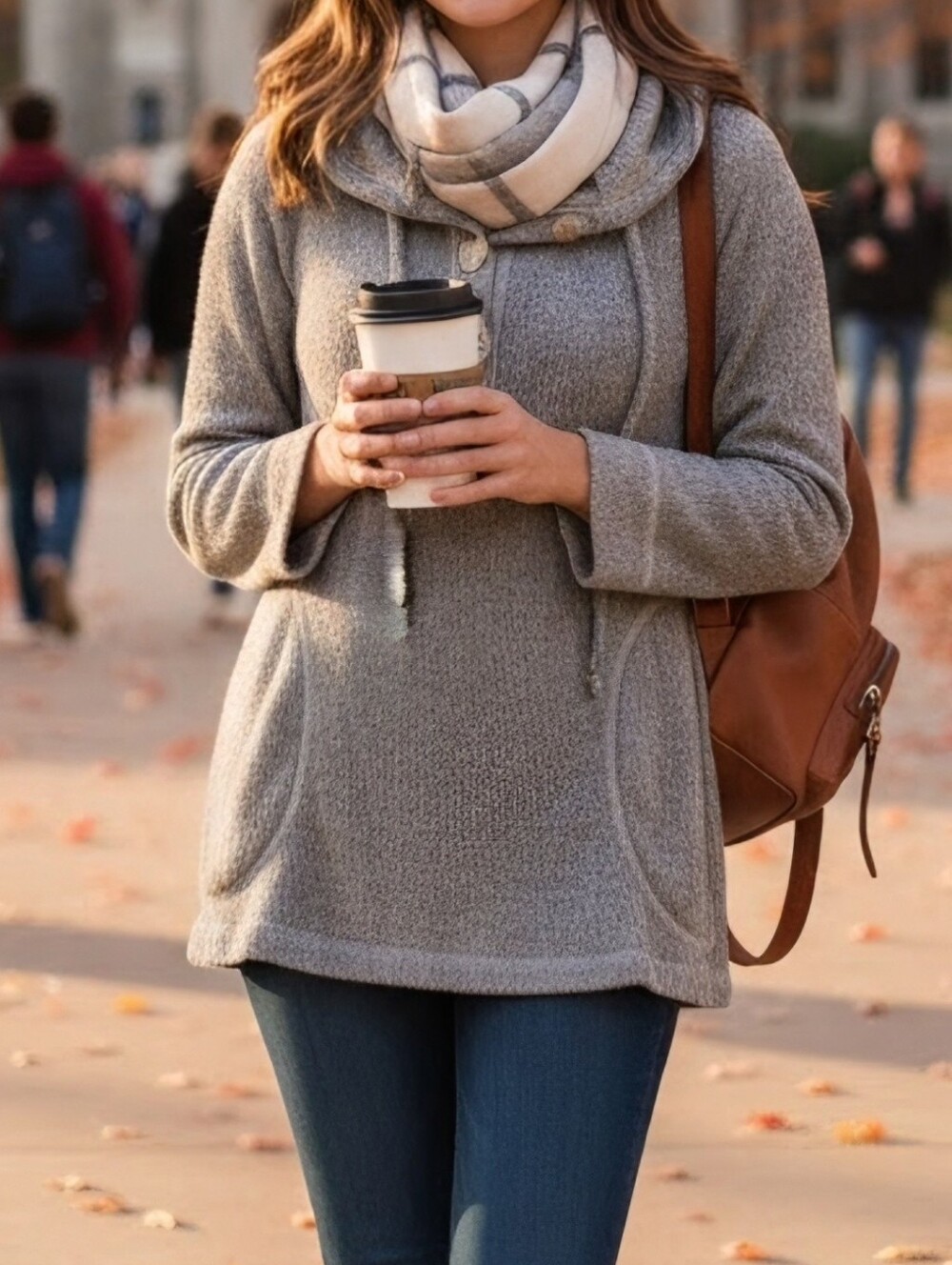 ✨ Janet Chung Heathered Gray Knit Hoodie Sweater - Medium✨